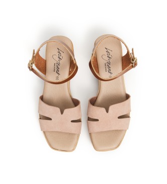 Lois Jeans Leren sandalen 74353 beige, bruin -Hoogte hak 7cm
