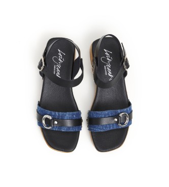 Lois Jeans Blue leather sandals with buckles -Heel height 5cm