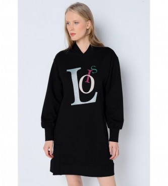 Lois Jeans Sweaterjurk met zijopening zwart