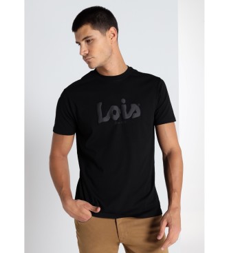 Lois Jeans Kortrmad Basic T-shirt med pufftryck svart