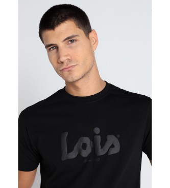 Lois Jeans Podstawowa koszulka z krótkim rękawem Puff Print czarna