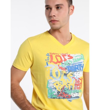 Lois Yellow Graphic Peak Collar T-Shirt