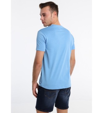 Lois Short Sleeve Peak Collar T-Shirt Logo Blue