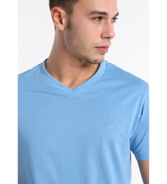 Lois T-Shirt manga curta com o logotipo da camisa em V azul