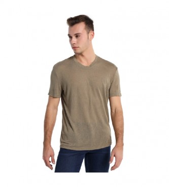 Lois Jeans T-shirt z dekoltem w szpic brązowy