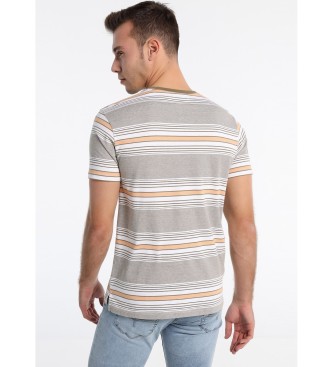 Lois Jeans Woven Stripe T-shirt Printed Pocket Pocket