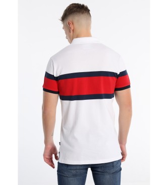 Lois Embroidered 3D Chest Stripe Polo Shirt White