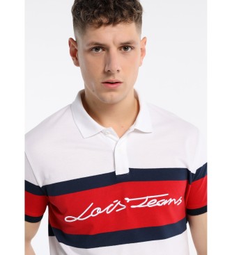 Lois Embroidered 3D Chest Stripe Polo Shirt White