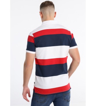 Lois Jeans Short Sleeve Woven Stripe Blue Polo Shirt