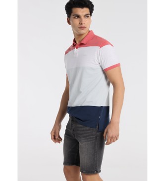 Lois Jeans Woven stripe polo shirt white, pink, blue