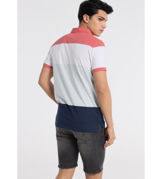 Lois Jeans Woven stripe polo shirt white, pink, blue