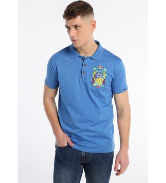 Lois Jeans Poloshirt mit Gummizug und Grafik auf der Brust Blau