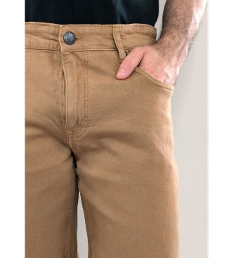 Lois Jeans Brązowe szorty ze średnim stanem