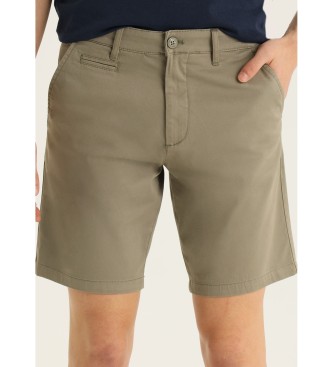 Lois Jeans Slim fit satin cargo bermuda shorts - Medium rise green