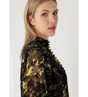 Lois Jeans Blouse met lange mouwen en groene magieprint