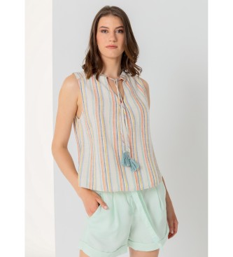 Lois Jeans Flerfarvet stribet rmels bluse med rustik stil