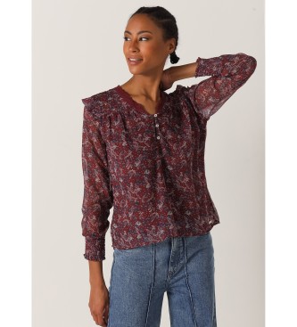 Lois Jeans Maroon floral print floaty blouse