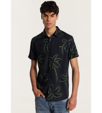 Lois Jeans Kortrmet skjorte med marineblt tropisk print