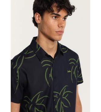 Lois Jeans Kortrmet skjorte med marineblt tropisk print