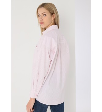 Lois Jeans Camisa de manga comprida com risca tecida cor-de-rosa