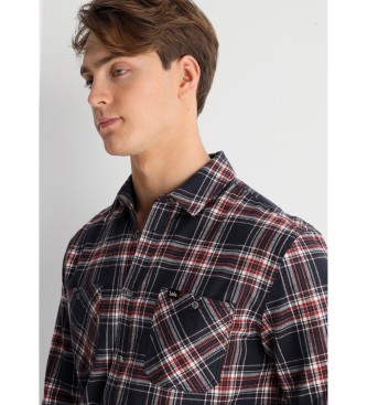 Lois Jeans Camisa de manga comprida axadrezada com bolsos em plastrão azul-marinho