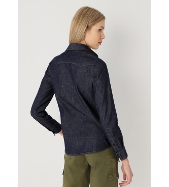 Lois Jeans Navy gewassen overhemd met lange mouwen