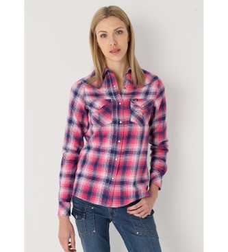 Lois Jeans Koszula z długim rękawem z wiskozy w czerwoną kratę