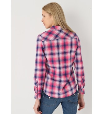 Lois Jeans Koszula z długim rękawem z wiskozy w czerwoną kratę