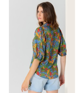 Lois Jeans Camicia manica 3/4 con stampa tropicale multicolore