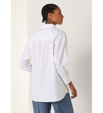 Lois Jeans Popelinowa koszula z długim rękawem i kieszeniami biała