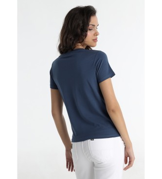 Lois Jeans Granatowa koszulka z krótkim rękawem