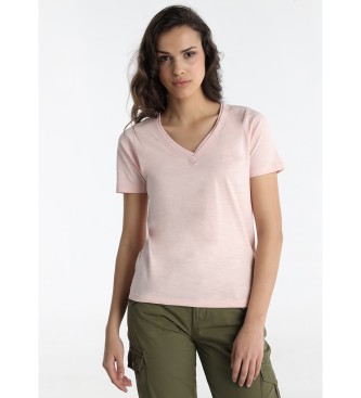 Lois Jeans Różowa koszulka z krótkim rękawem
