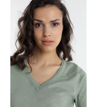 Lois Jeans Zielona koszulka z krótkim rękawem