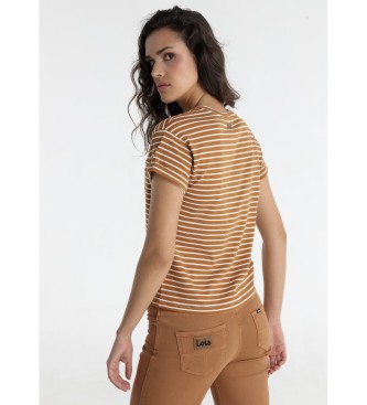 Lois Jeans Brązowa koszulka z krótkim rękawem