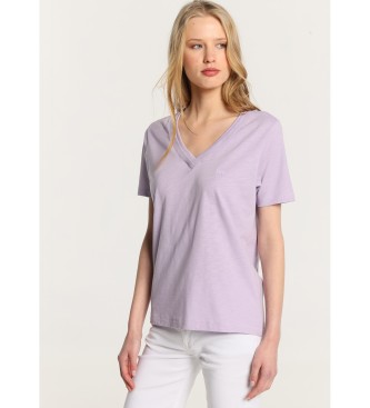 Lois Jeans T-shirt basique  manches courtes avec double col en V ctel violet