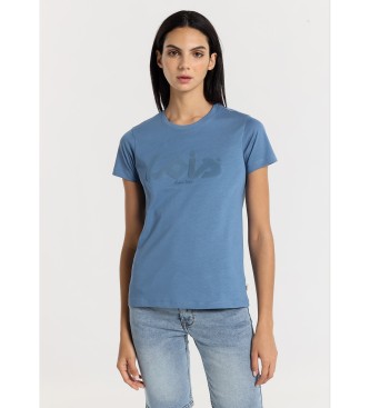 Lois Jeans Kortrmad bas-T-shirt med bl Puff-logotyp