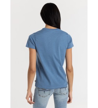 Lois Jeans Basic T-shirt met korte mouwen en blauw Puff-logo