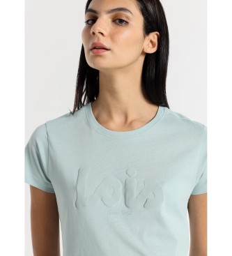 Lois Jeans Kortrmet basis-T-shirt med grnt Puff-logo