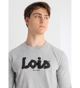 Lois Jeans Basic t-shirt met lange mouwen en pofprint grijs