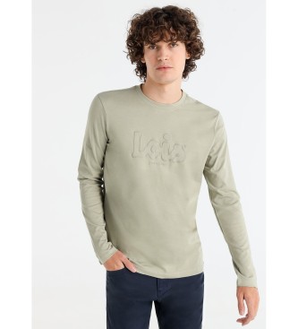 Lois Jeans Basic long sleeve puff print t-shirt green