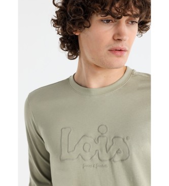 Lois Jeans T-shirt bsica de manga comprida com estampado de puff verde