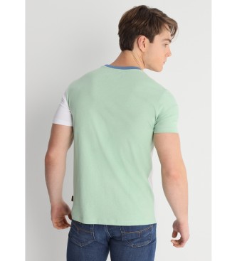 Lois Jeans Two-tone colour block short-sleeved T-shirt green, white