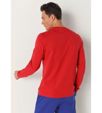 Lois Jeans T-shirt tascabile a maniche lunghe rossa