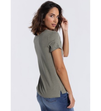 Lois Jeans T-shirt vert  manches courtes