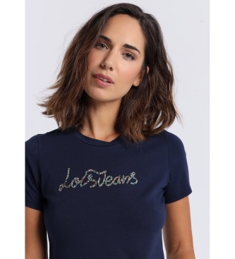 Lois Jeans Granatowa koszulka z krótkim rękawem