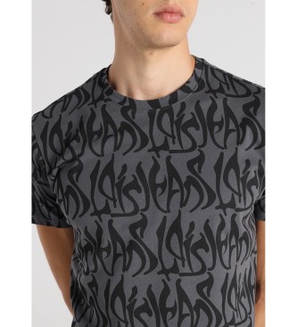 Lois Jeans T-shirt a maniche corte con stampa a cascata grigia da motociclista