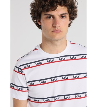 Lois Jeans Camiseta de manga corta Franjas estampado logo blanco