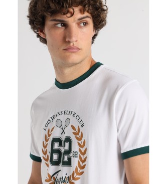 Lois Jeans T-shirt a maniche corte con grafica a contrasto Triunfo 62 in bianco