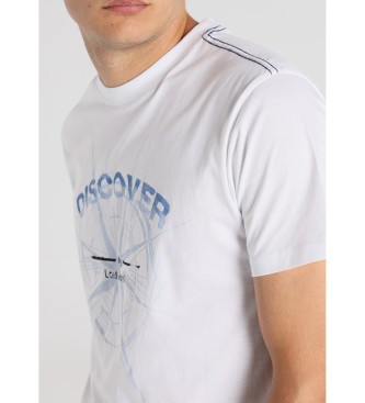 Lois Jeans T-shirt a maniche corte con grafica Discover bianca sul petto