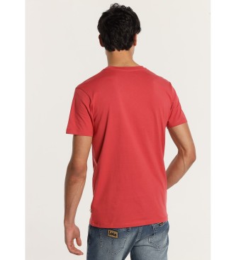 Lois Jeans T-shirt de manga curta com estampado de craquel vermelho